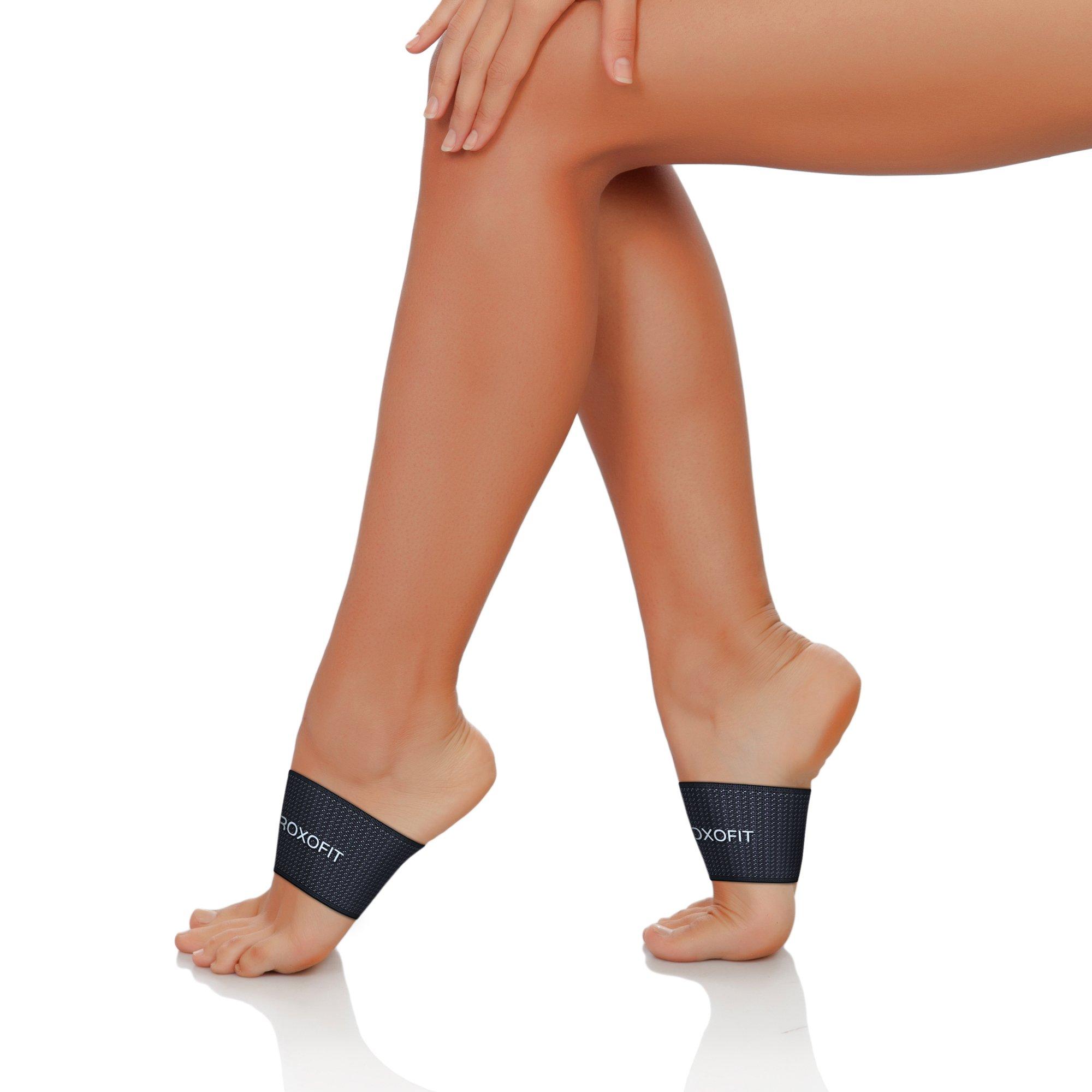 Roxofit ROXOFIT Copper Arch Relief Plus Support Compression Band - Plantar Fasciitis Fit Elastic Foot Sleeve Wrap For Pain, Sore, High, Low Arches, Flat Feet As Seen On TV For Men, Women (White logo, Large)