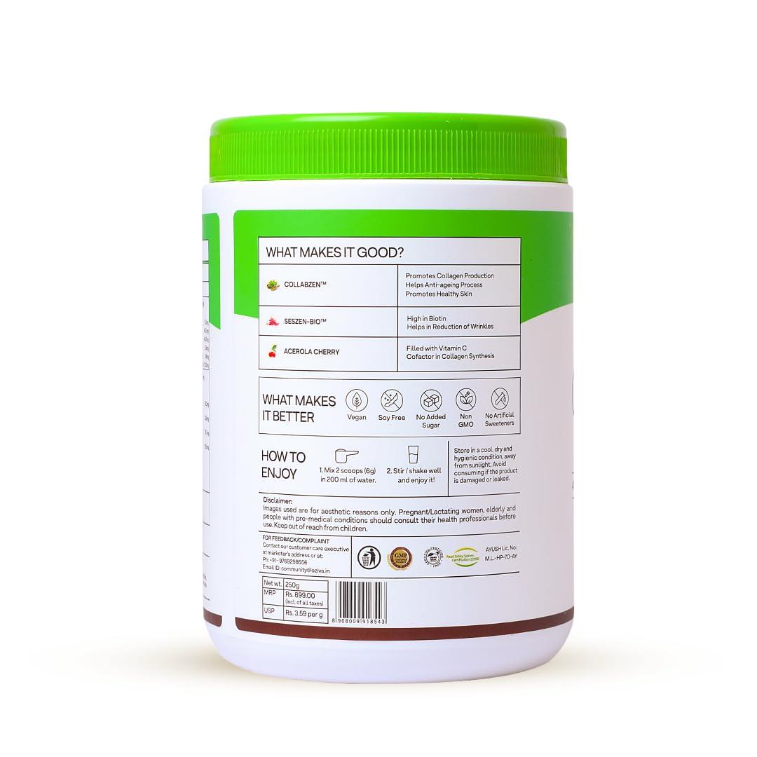 OZiva OZiva Vegan Collagen (Berry Orange) with Biotin & Vitamin C For Brighter & Youthful Skin | Collagen Supplement For Women & Men | Plant Based Collagen Powder | Certified Vegan 250g (Pack of 1)