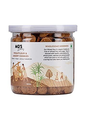 Mo's Mo's Wheatflour & Jaggery Cookies, 150 G | Cookies without Maida and refined sugar | Healthy Snack For Kids And Adults| Rich in Taste and Nutrition