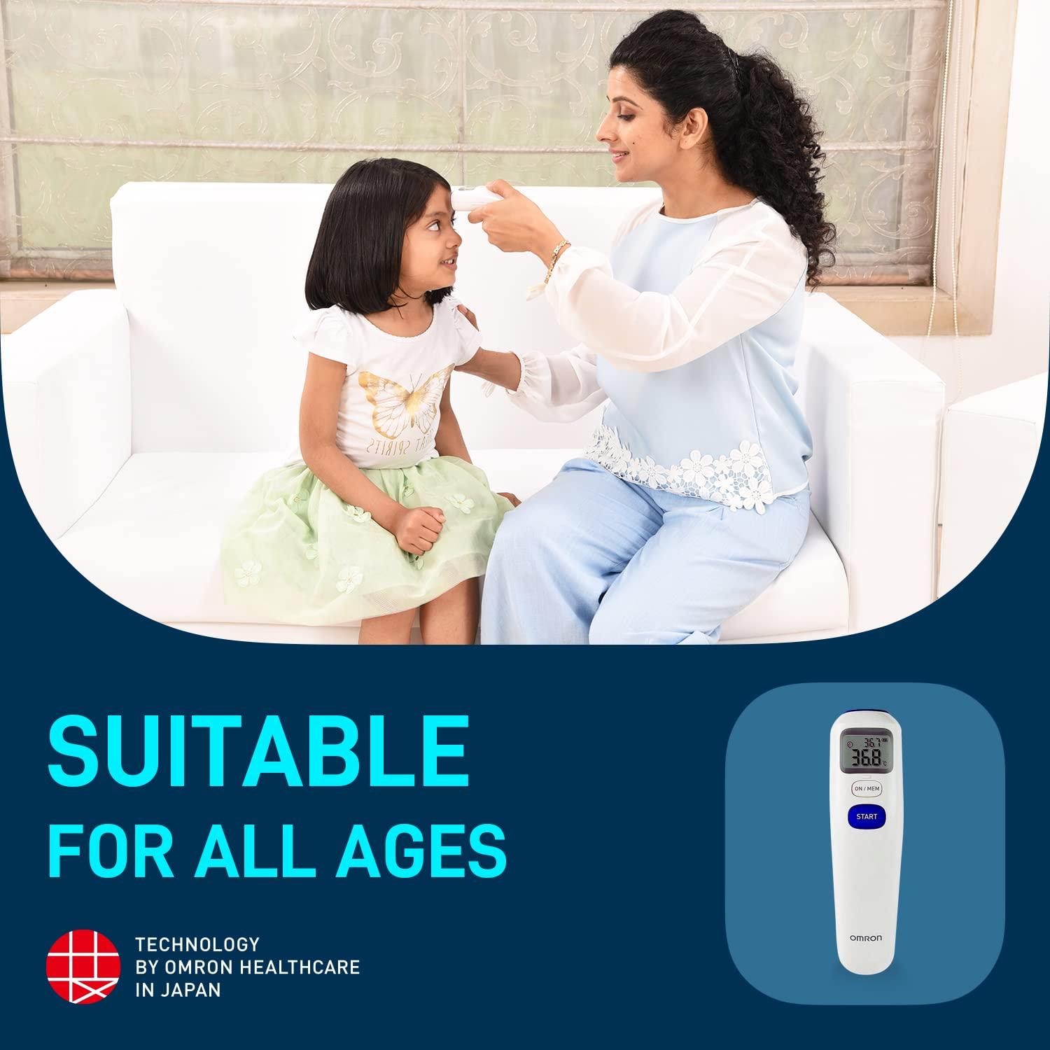 Omron Omron MC 720 Non Contact Digital Infrared Forehead Thermometer With 1 Second Quick Measurement, 3 in 1 Measurement Mode, Auto On/off & Backlight, White, (MC-720_Omron _AW)