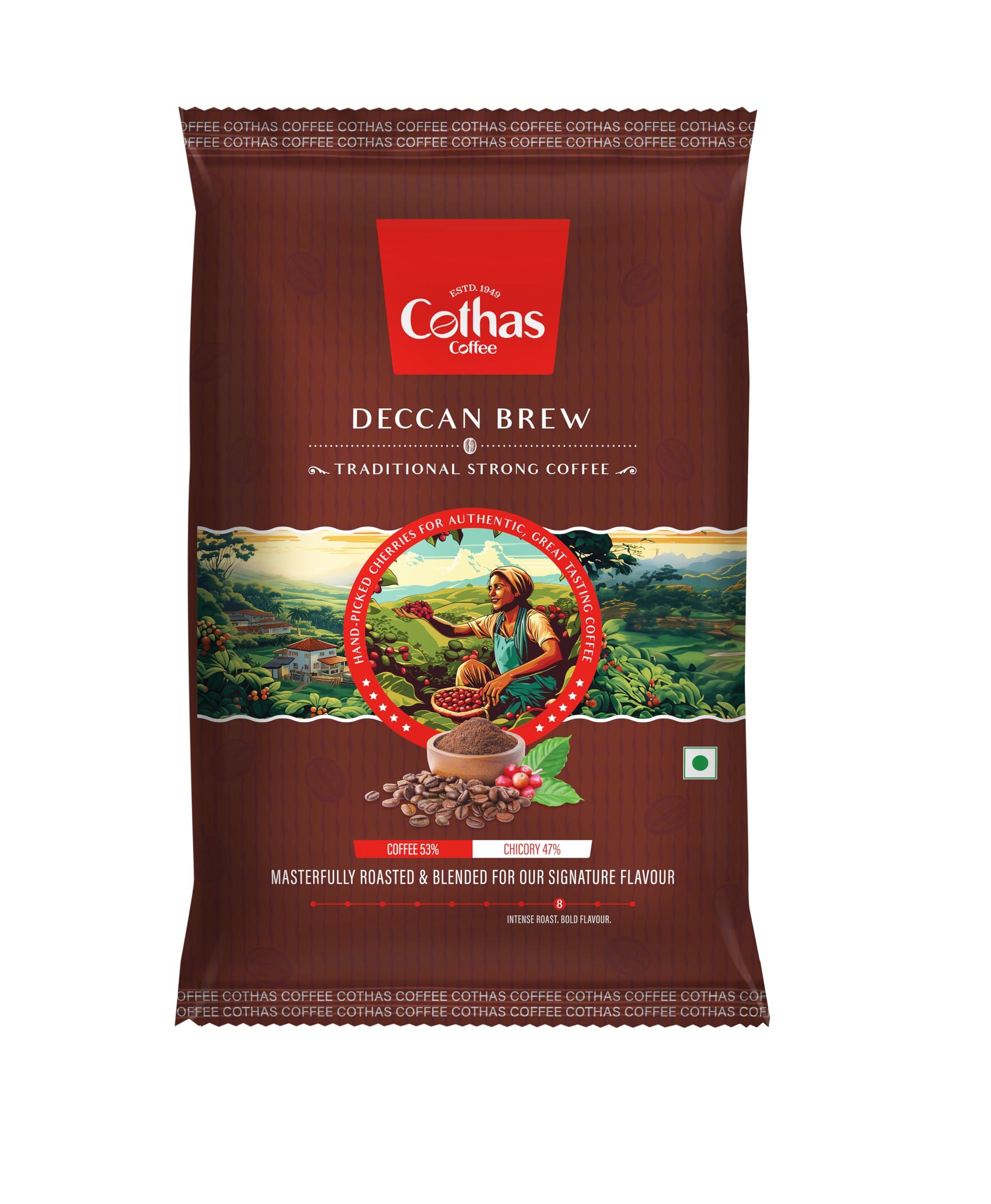 Cothas Cothas Deccan Brew Coffee, Blend of 53% Coffee 47% Chicory, Authentic South Indian Filter Coffee with Fresh Aroma & Strong Taste (100g)
