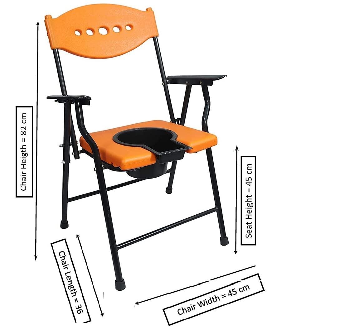 MUBBA MUBBA Shower Chair cum Commode for Indian Toilet seat and Bedside comode (Orange)