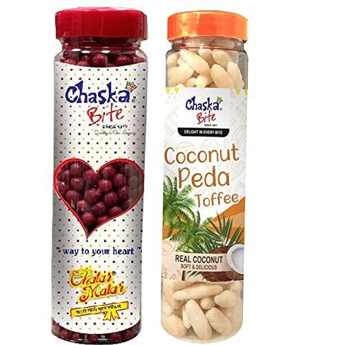 CHASKA BITE Chaska Bite Candies Khatti Meethi Chatpati Goli 250 gm Coconut Peda Soft & Chewy Toffee Real Coconut Peda Toffee Coconut Candy Coconut Milk Toffee | Coconut Peda (200 G)