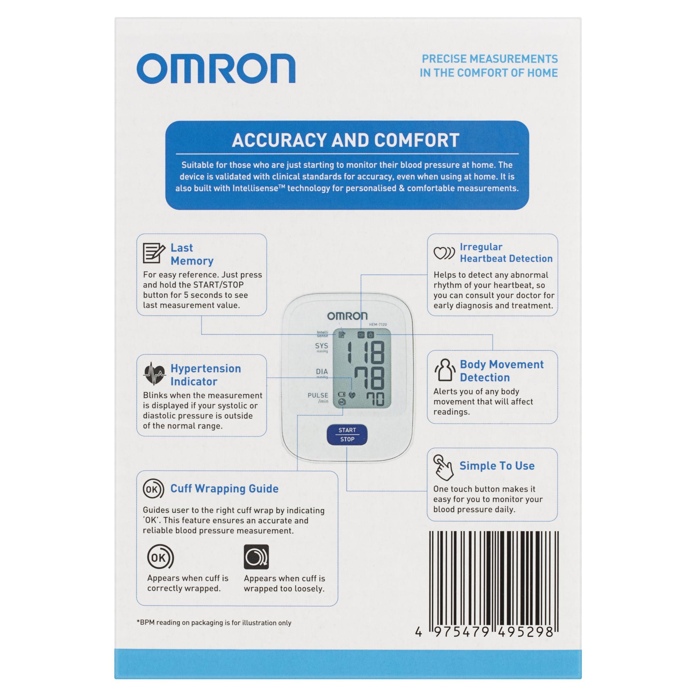 Omron Omron HEM 7120 Fully Automatic Digital Blood Pressure Monitor With Intellisense Technology For Most Accurate Measurement - Arm Circumference (22-32Cm)