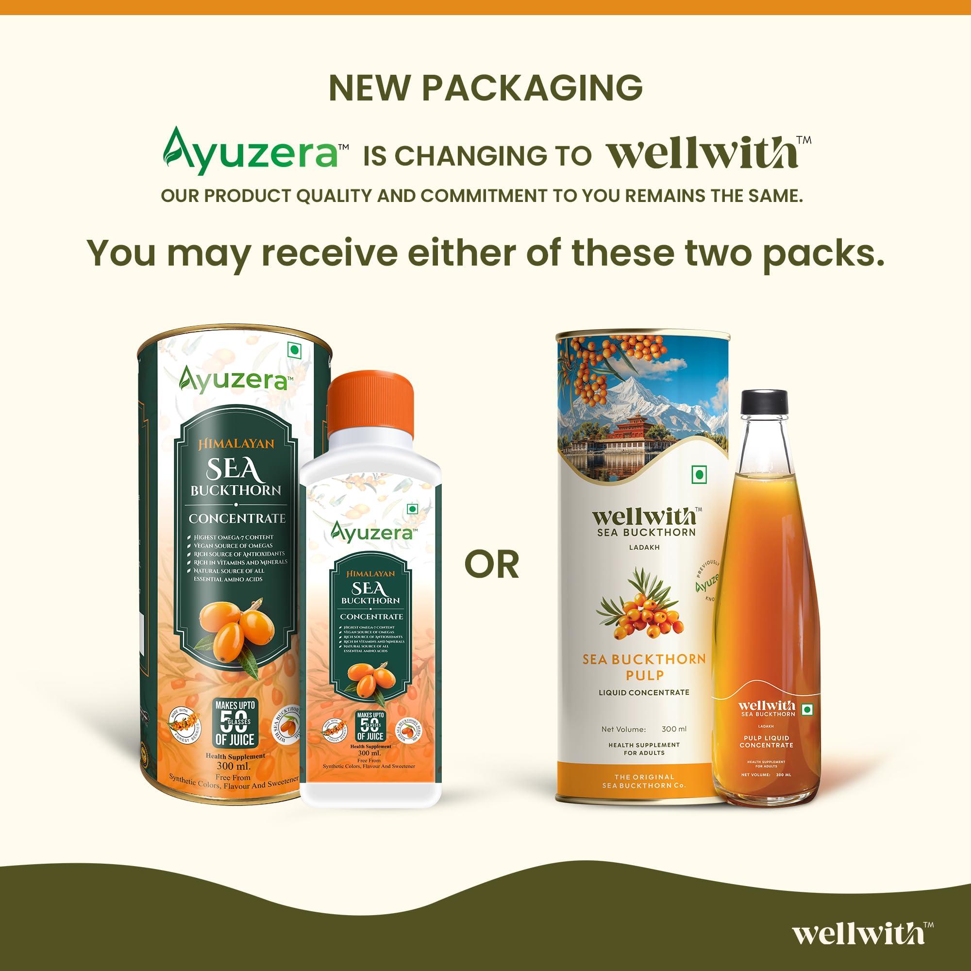 Ayuzera Ayuzera Himalayan Sea Buckthorn Pulp 300ml | Plant Based Vegan Omega 3, 6, 7 and 9 | Vegetarian Liquid Supplements | No Fish Oil | Veg, Natural & Organic | Makes up to 50 Glass Juice | Rich in Omega 7, Antioxidants, Vitamins | (900ml Pack Of 3)