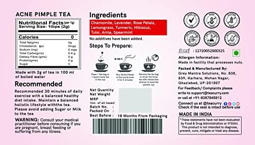 TEACURRY TEACURRY Acne & Pimple Care Tea - 15 Tea Bags | Helps Reduce Pimple Breakouts, Acne Marks | Pimple Acne Tea, Spearmint, 50 Gm