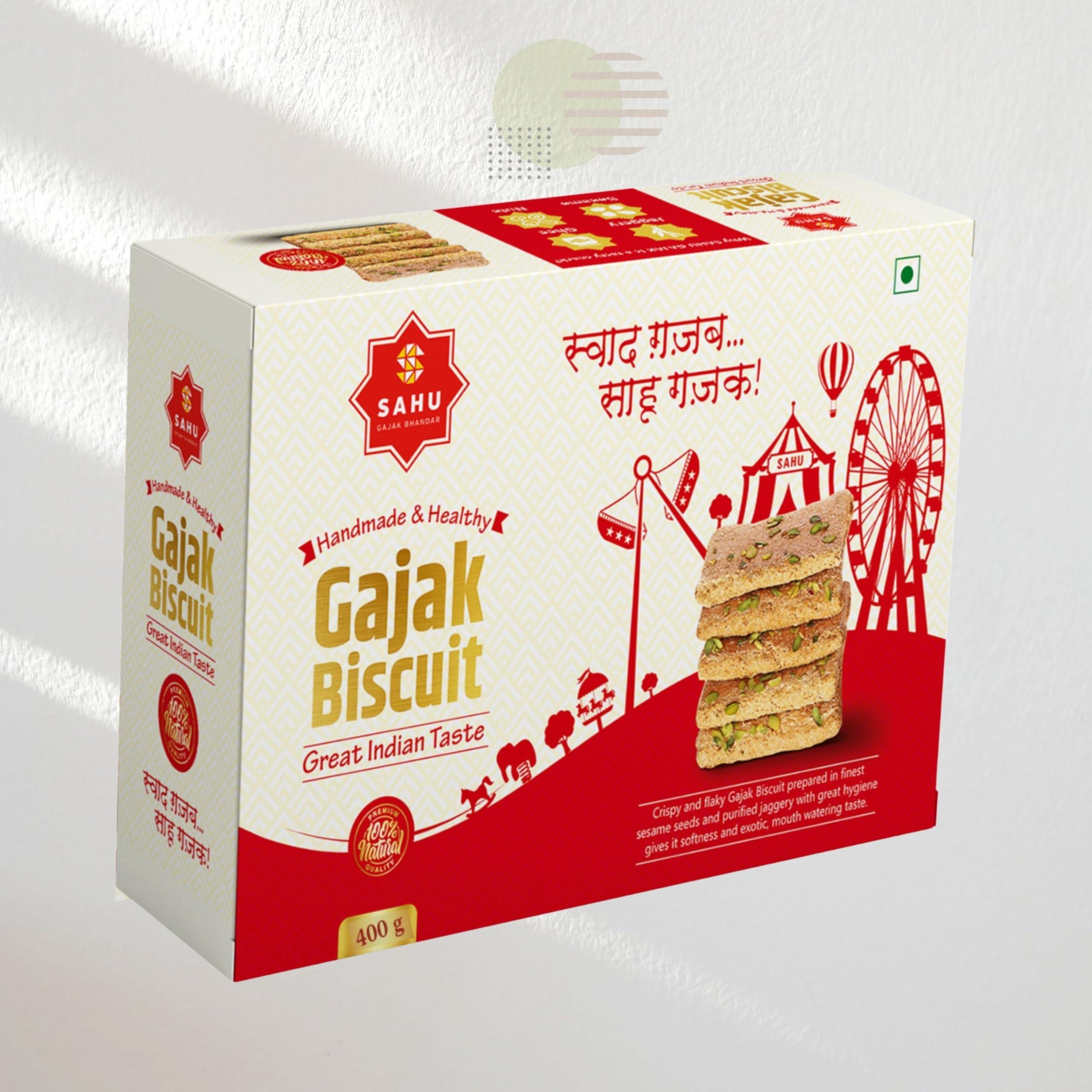 SAHU GAJAK BHANDAR SAHU GAJAK BHANDAR Khasta Gazak 400 Gm Gajjak | Sesame Chikki | Tilkut Sweets | Gachak | Gazzak | No Preservative And Liquid Glucose