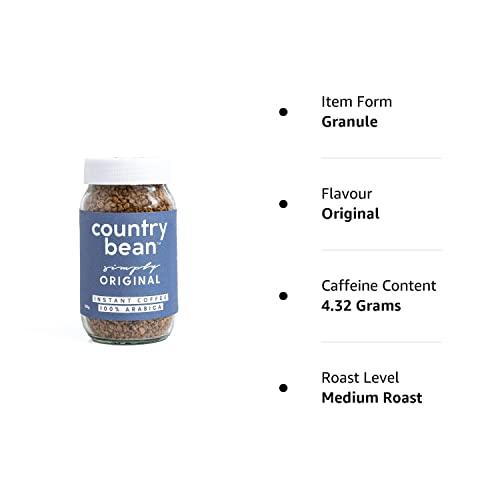 Country Bean Country Bean Original (Non-Flavoured) Instant Coffee Powder 100 Gram | Arabica, Freeze-Dried Coffee | No Added Sugar | Makes 50 Cups - Jar