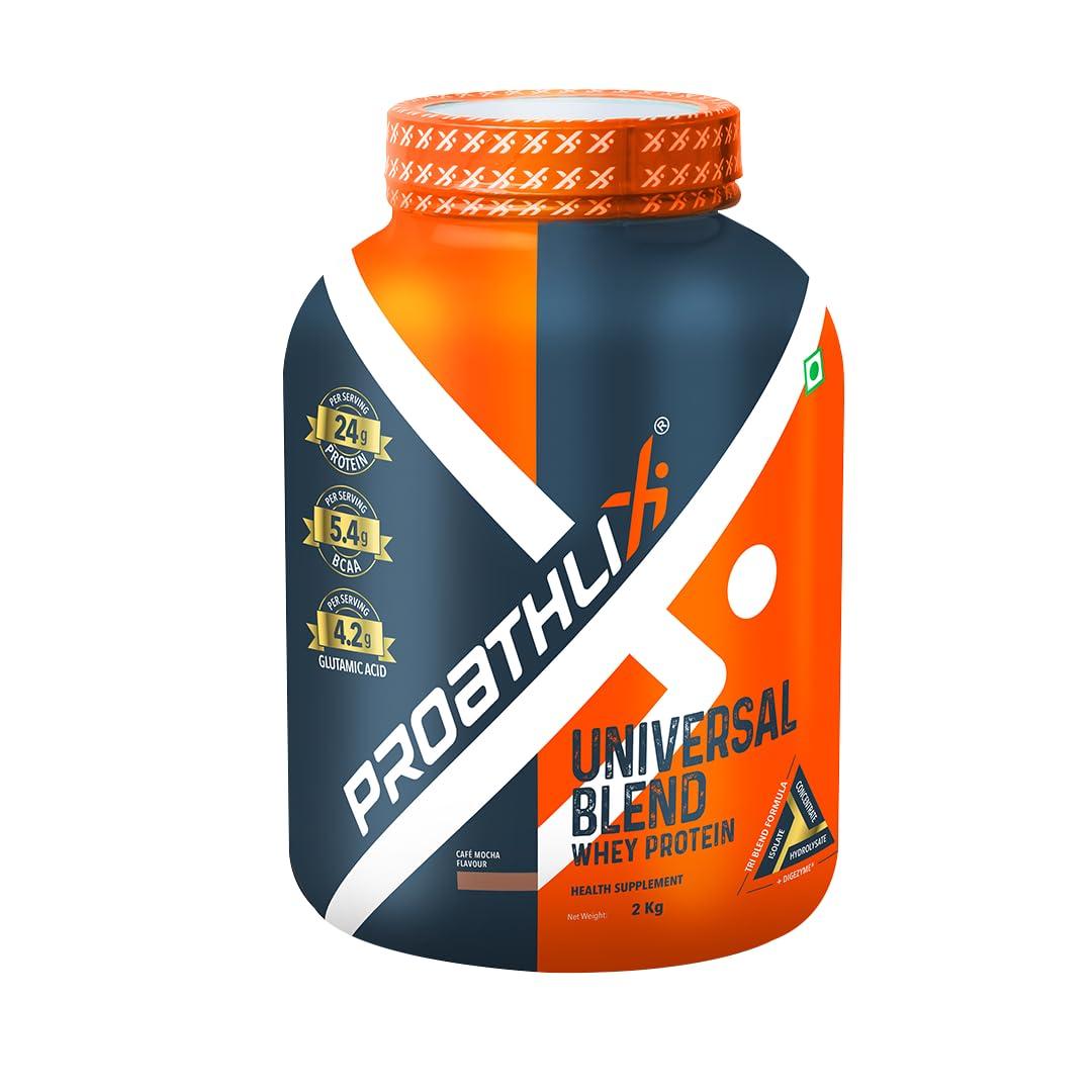 Proathlix Proathlix Universal Blend Whey Protein Powder for Men and Women (Caf Mocha, 1KG), No of Servings 27, Whey Isolate, Whey Concentrate, Whey Hydrolysed