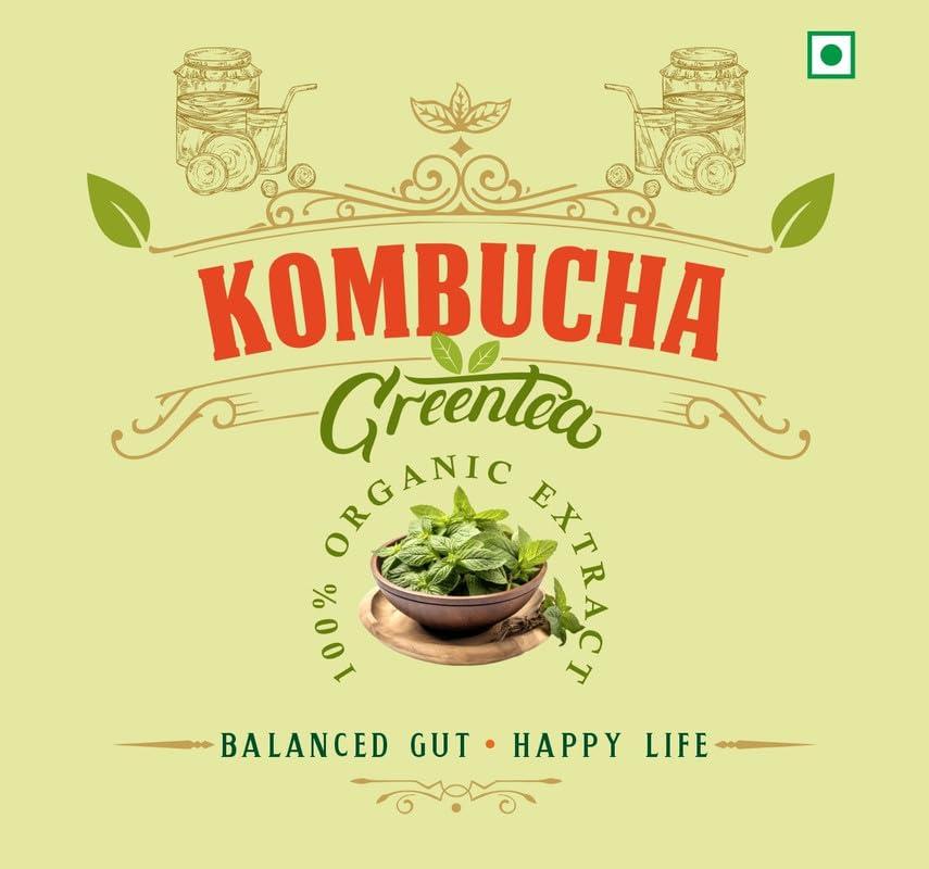 Indopharma Industries Indopharma Industries Refreshing Kombucha Green Tea, for Holistic Wellness, Inner Balance, and Vitality, Natural detoxifying, Gut Friendly Kombucha Drink (Tulsi, Pack of 1)