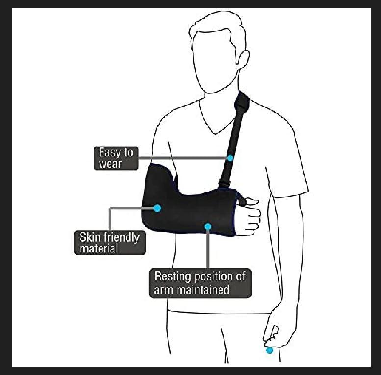 EASEFIT EASEFIT Arm Supporter Arm Sling Pouch Belt with Elbow Support, Arm Immobilizer Brace for Fracture, Sprain, Dislocation and Pain Relief Arm Support Arm Brace for Fracture and Sprain (S, Black)