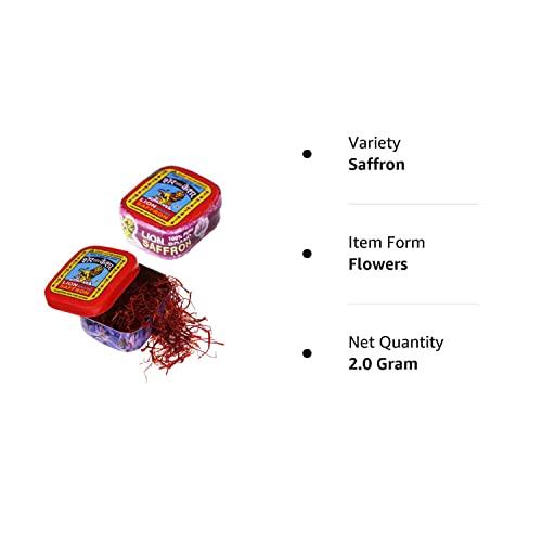 LION BRAND SAFFRON Lion Brand Saffron,2g, Original Kashmir Lacha Saffron/Kesar/Keshar (Certified Grade A) for Biryani, Beauty, Improved Health and Tilak (VALUE PACK OF 2gm (2X1gram = 2grams))