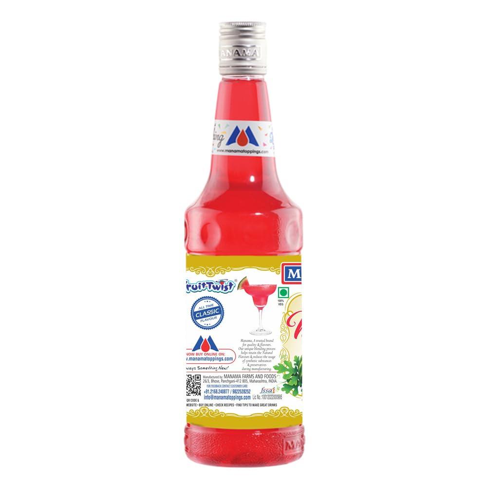 Manama Manama Lime and Mint Mojito Syrup, Blue Curacao Syrup and Watermelon Fruit Syrup, 750ML Each, Pack of 3