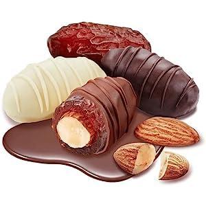 Pink Delight Date Crown Daily Gourmet Choco Dates | Milk Chocolate with Almonds | 3 Layers of Flavor | 200 gm