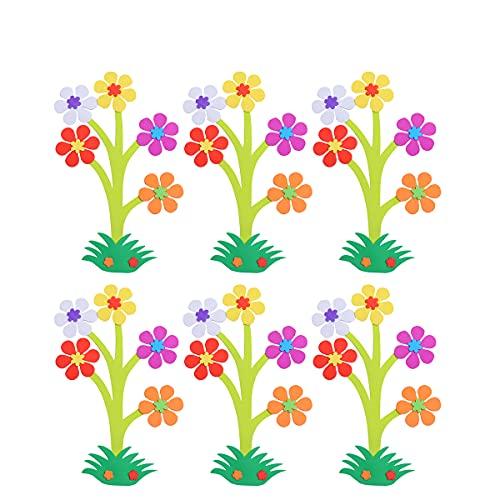 HEALLILY 6 Pcs EVA Plants Design Wall Sticker Classroom Blackboard Sticker Layout Decor Supplies for Kindergarten Kids Decoration (Small Flower Style)