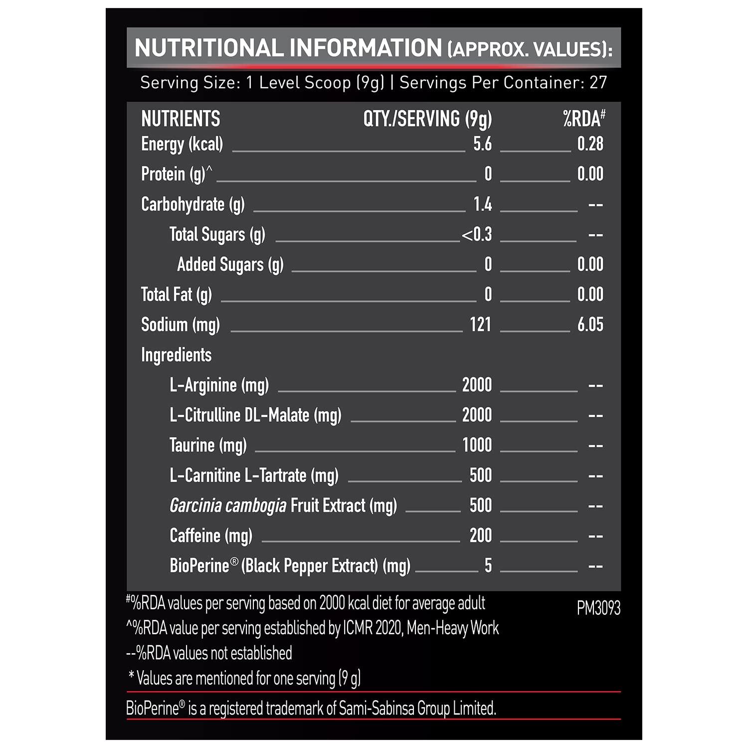 MuscleBlaze MuscleBlaze Pre Workout Ripped Powder(Green Apple, 27 Servings, 250G)| 4000Mg Citrulline & L-Arginine, 500Mg L-Carnitine, 500Mg Garcinia Extract