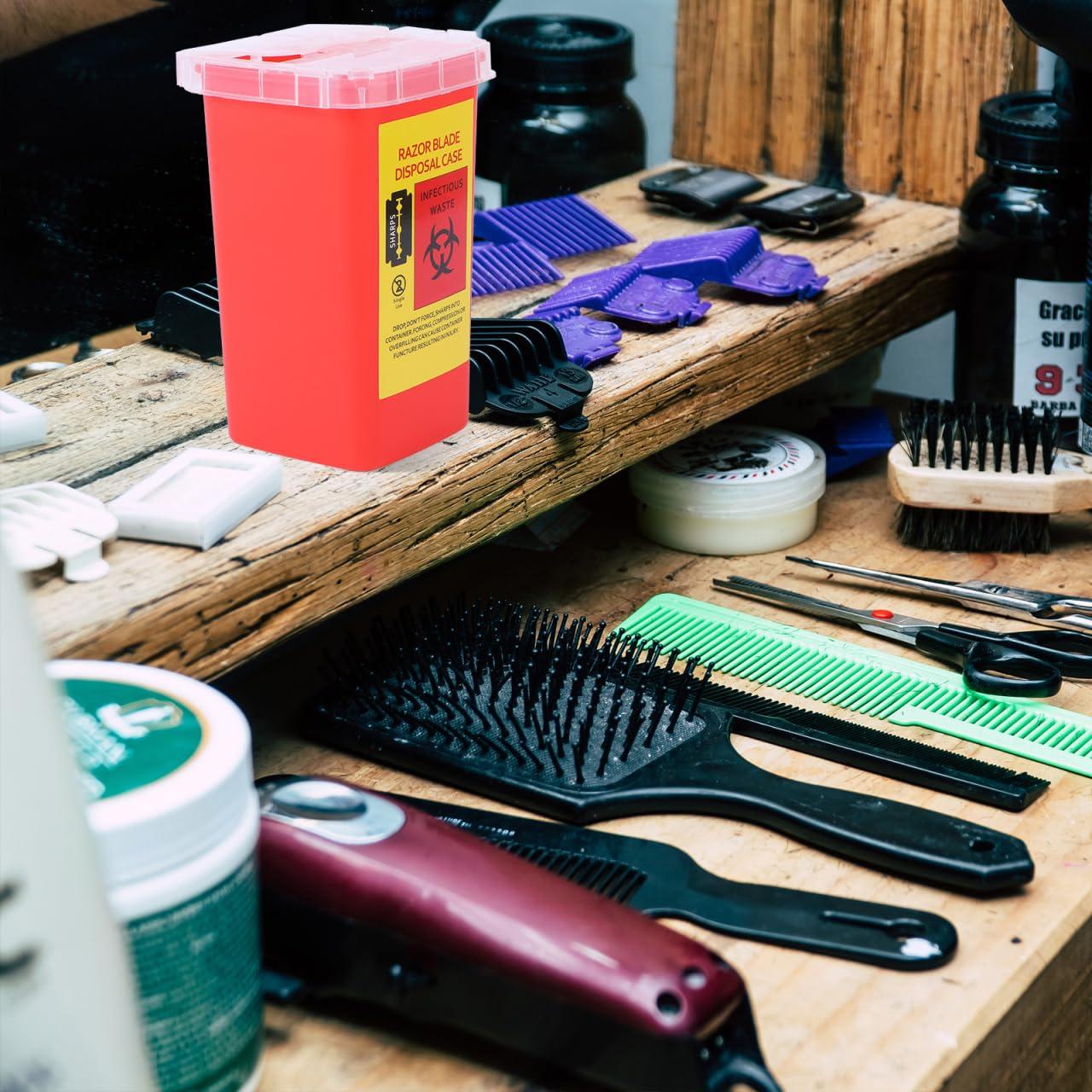 Minkissy Minkissy Blade Dispenser Case Razor Blade Disposal Case Barber Shop Storage Bank Container for Used Razor Blades Red