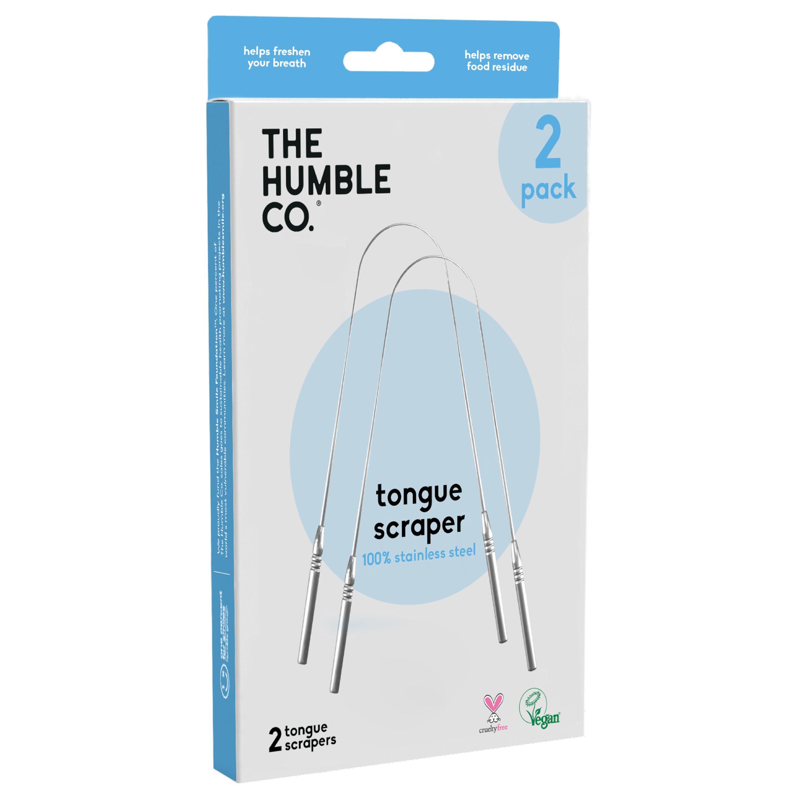 The Humble Co. The Humble Co. Tongue Scraper 100% Stainless Steel Tongue Cleaner, For Superior Oral Care, Dental Hygiene and Tongue Cleaning, Helps Eliminate Bad Breath, BPA Free (2pk)