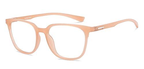 LENSKART BLU LENSKART BLU | Zero Power Blue Cut Computer Glasses | Anti Glare, Lightweight & Blocks Harmful Rays | UV Protection Specs | Orange | Men & Women | Large | LB E13740