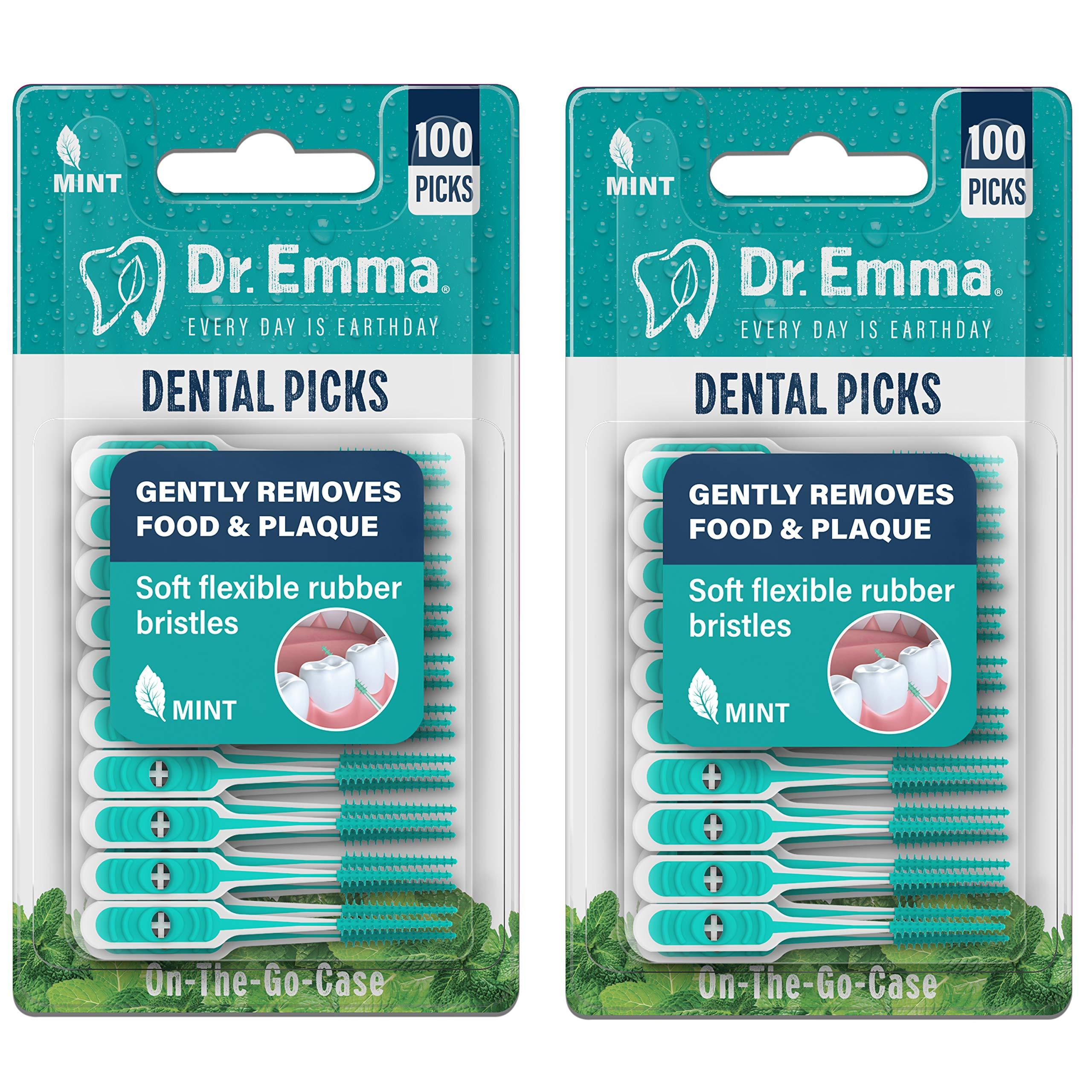 Dr. Emma Dr. Emma Dental Picks Mint Brush Picks 100Ct/Pack, 2 Packs (200Ct)