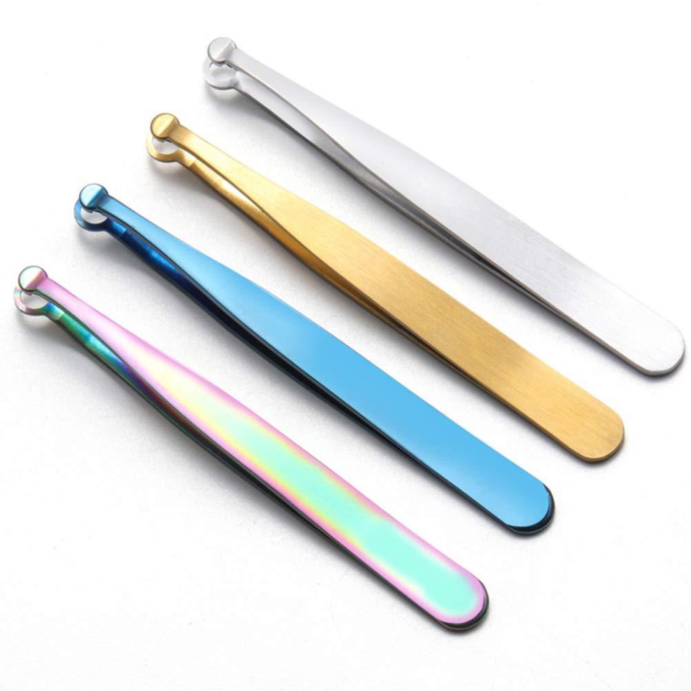 HEALLILY HEALLILY Nose Hair Trimmer Round Tip Precision Nose Hair Tweezers Clip Stainless Steel Eyebrow Clippers for Safely Trim Hair Nose Facial Hair Removal Tool Silver