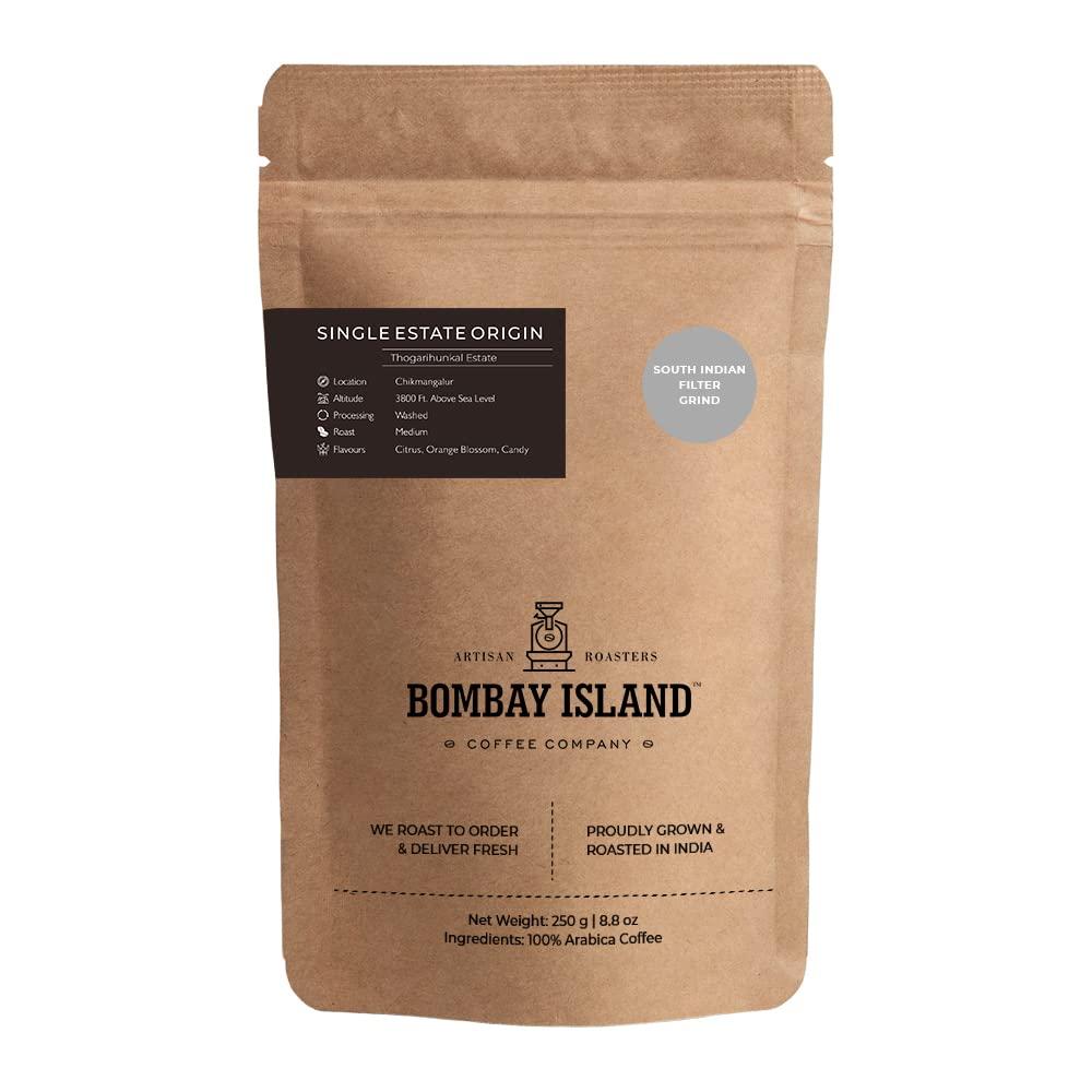 Bombay Island Coffee Company Bombay Island Coffee Thogarihunkal Estate | Medium Roast | Freshly Roasted 100% Arabica | 250 Gm | South Indian Filter Grind