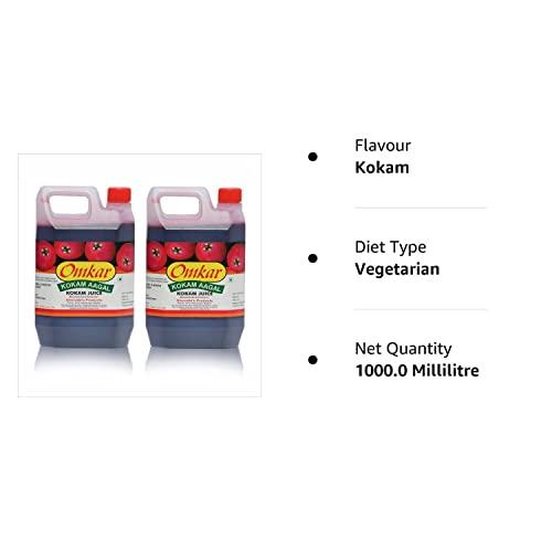 Omkar Products Omkar Products Kokam Juice (Kokam Agal) (Without Sugar)- 1000 Ml (Pack of 2)