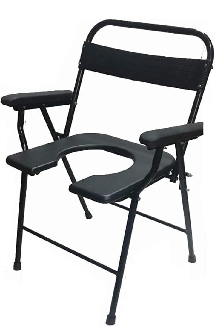 NavaFresh Basics ANM Folding Commode Chair, Raised Toilet Seat Riser, Safety Rails Portable Commode For adults & elderly, (BLACK COLOUR)