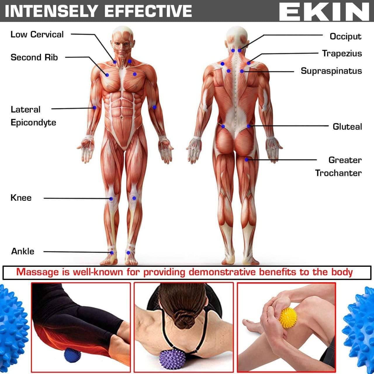 EKIN EKIN acupressure Massage Ball Spiked Massage Ball, Foot, Neck, Hand Massage Ball Fitness Exercise Trigger Point Pain Stress Relief