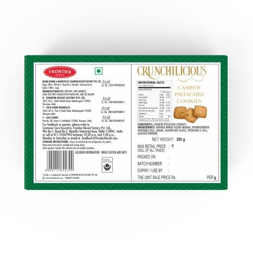 FRONTIER Frontier Biscuits - Cashew Pistachio Cookies for Birthday, Festivals Gift, Crunchy and Delicious Eggless Healthy Kaju Pista Loaded Cookies, Best Bakery Biscuit Pair it with Tea & Coffee – 300 G