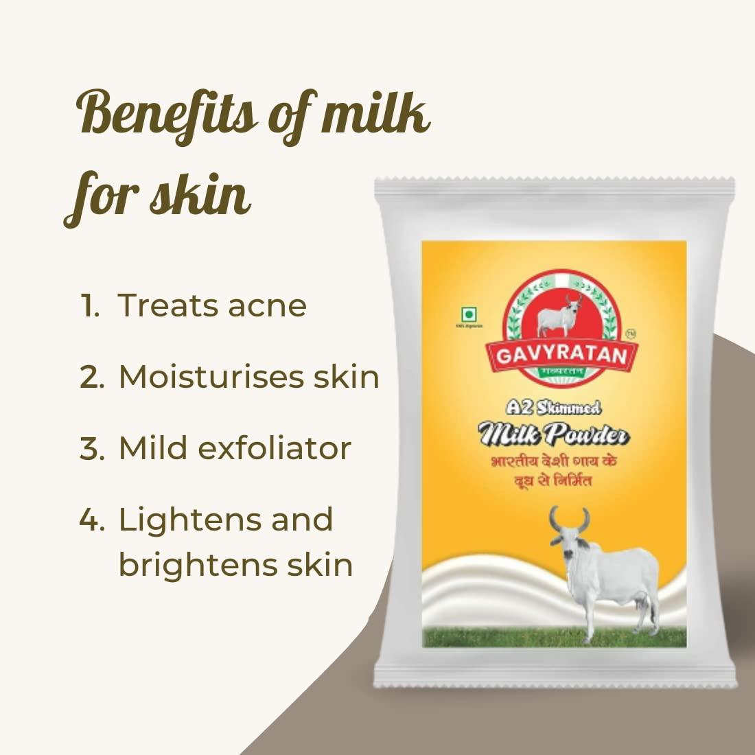 GAVYRATAN GAVYRATAN A2 Cow Skimmed Milk Powder 1kg | All Natural | 100% Pure | Boosts Liver Health | No Added Preservatives | Sugar Free | Perfect for Tea & Coffee | Pack of 1