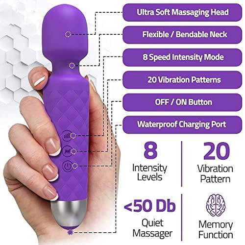 FEGSY FEGSY Full Body Massager for Women & Men, Rechargeable Wireless Massager Machine for Pain Relief, Handheld Massager with Medical Grade Silicone, 8 Speeds, 20 Modes - Black
