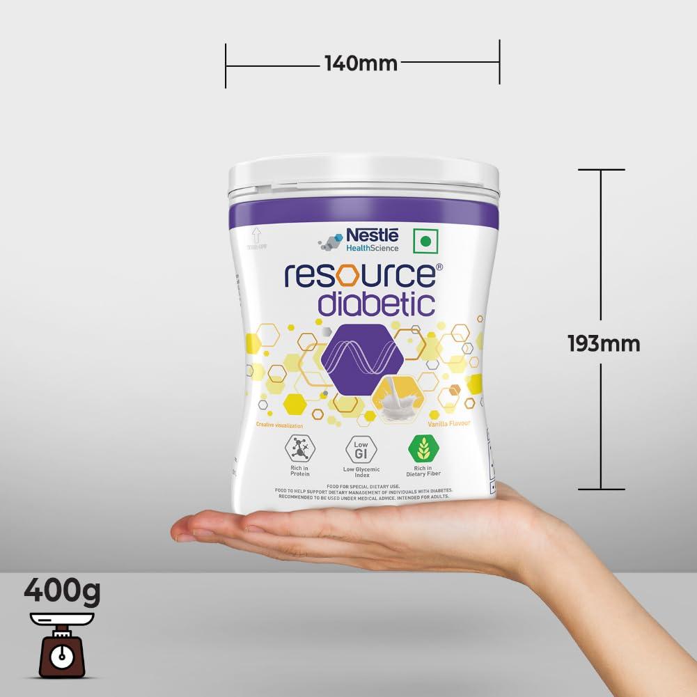 RESOURCE Nestl Resource Diabetic, Adult Nutrition for Diabetic Patients, Low GI Formula, Vanilla Flavoured Protein Powder, 400g Pet Jar
