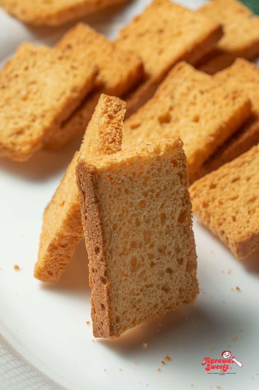 Agrawal Sweets Agrawal Sweets Suji Toast Classic Sooji Rusk Rusk with Suji, Elaichi & Saunf I High Fibre Toast I Handcrafted Bakery Items I Snacks in Fresh I Snacks Combo (Suji RUSK (Pack of 2, 400 GMS)