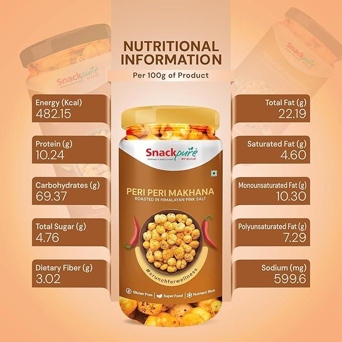 SNACKPURE BY ZUARI wellness in every crunch Snackpure Flavoured Makhana Peri Peri Flavour Makhana (75 Gm) | Roasted Makhana Snacks Roasted in Himalayan Pink Salt | Gluten-Free Healthy Snacks Superfood | Nutrient Rich Trans-Fat Free Crunch