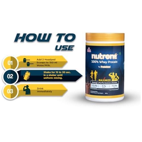 Nutrone Nutrone 100% Whey Protein Powder by PentaSure | Choffee 480g | Per Serving 25.28g Protein, 5.7g BCAA, 12.20g EAA for Gym workout and Athletic needs | With Free Shaker