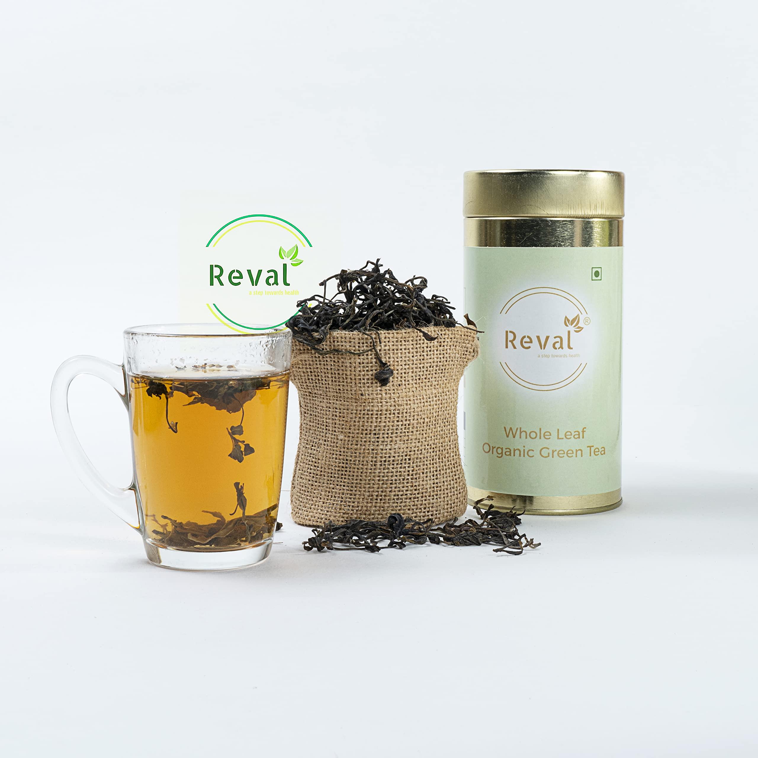 Reval Reval Long Leaf Organic Green Tea | Immunity Boosting | Detoxifier | Belly Fat Reducer | Aromatic and Delicious | 75gm