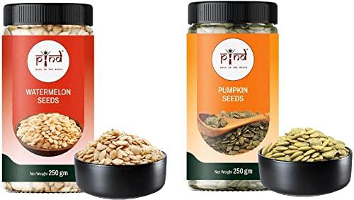 pind BACK TO THE ROOTS pind Watermelon Seeds and Raw Pumpkin Seeds Loaded with Protein and Fibre (500 GM) Mixed Seeds (500 g, Pack of 2)