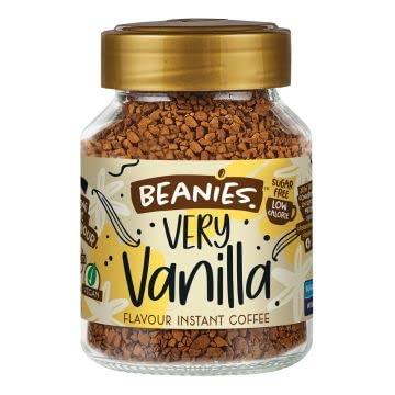 Beanies The Flavour Co BEANIES Flavoured Instant Coffee Powder - Very Vanilla Hot & Cold Coffee Makes 25 Cups 100% Arabica Light Roasted Coffee Sugar Free 50g. Bottle (Very Vanilla)