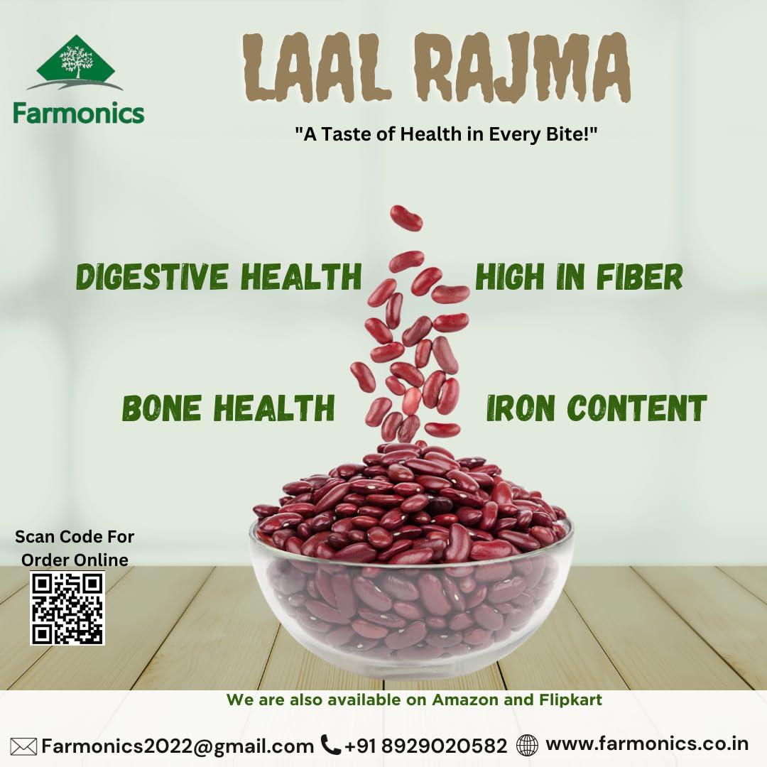 Farmonics Red Rajma (Red Kidney Beans) 1kg | Gluten Free and Unpolished | Kashmiri Rajma | Healthy Rajma