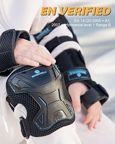 Mountalk MOUNTALK Knee Pads for Kids/Toddler, Boys and Girls Skate Pads Protective Gear Set with Elbow Pads, Wrist Guards and Knee Pads(Blue,M)