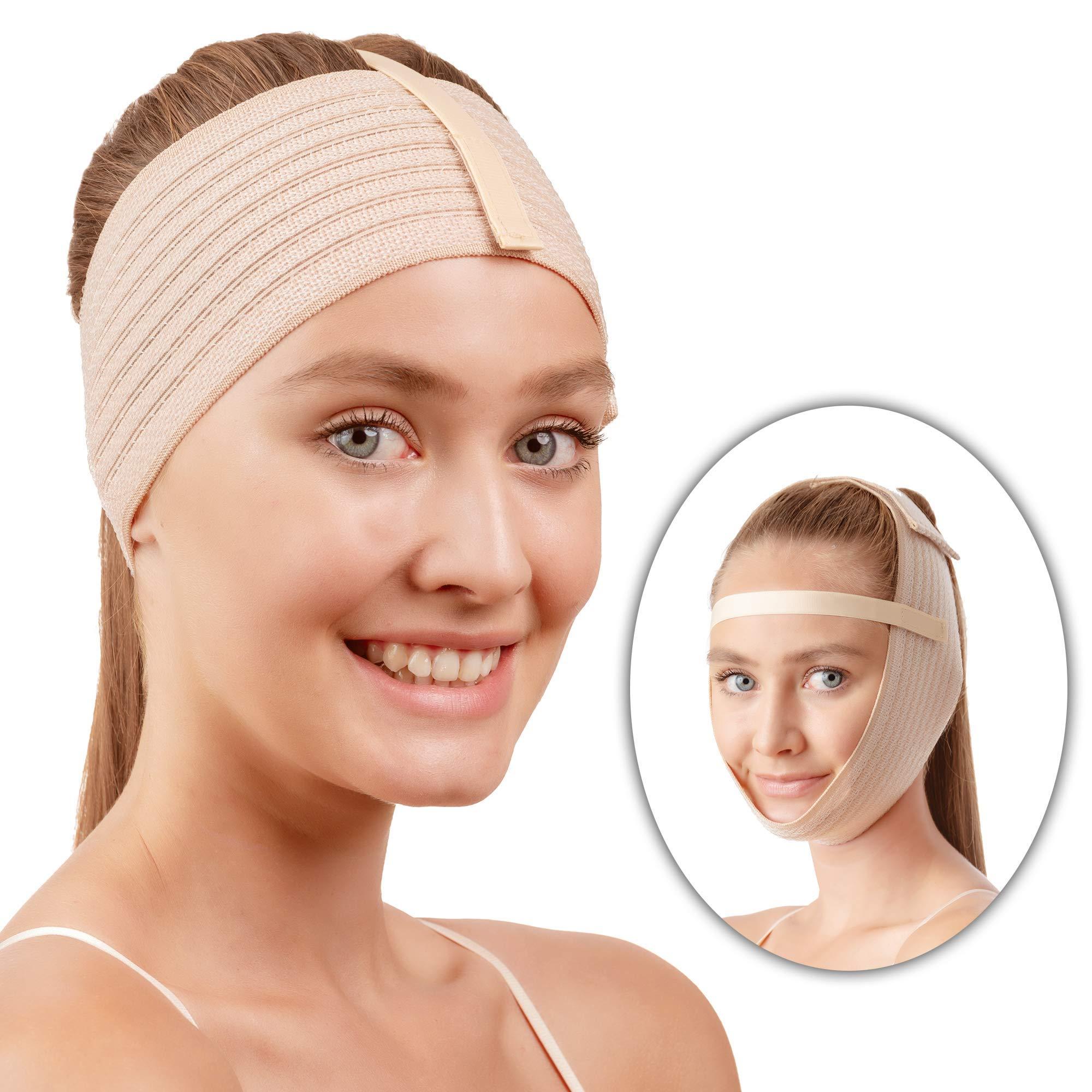 V T VARITEKS Post Surgical Chin Strap Bandage for Women - Neck and Chin Compression Garment Wrap - Face Slimmer, Jowl Tightening, Chin Lifting Medical Anti Aging Mask