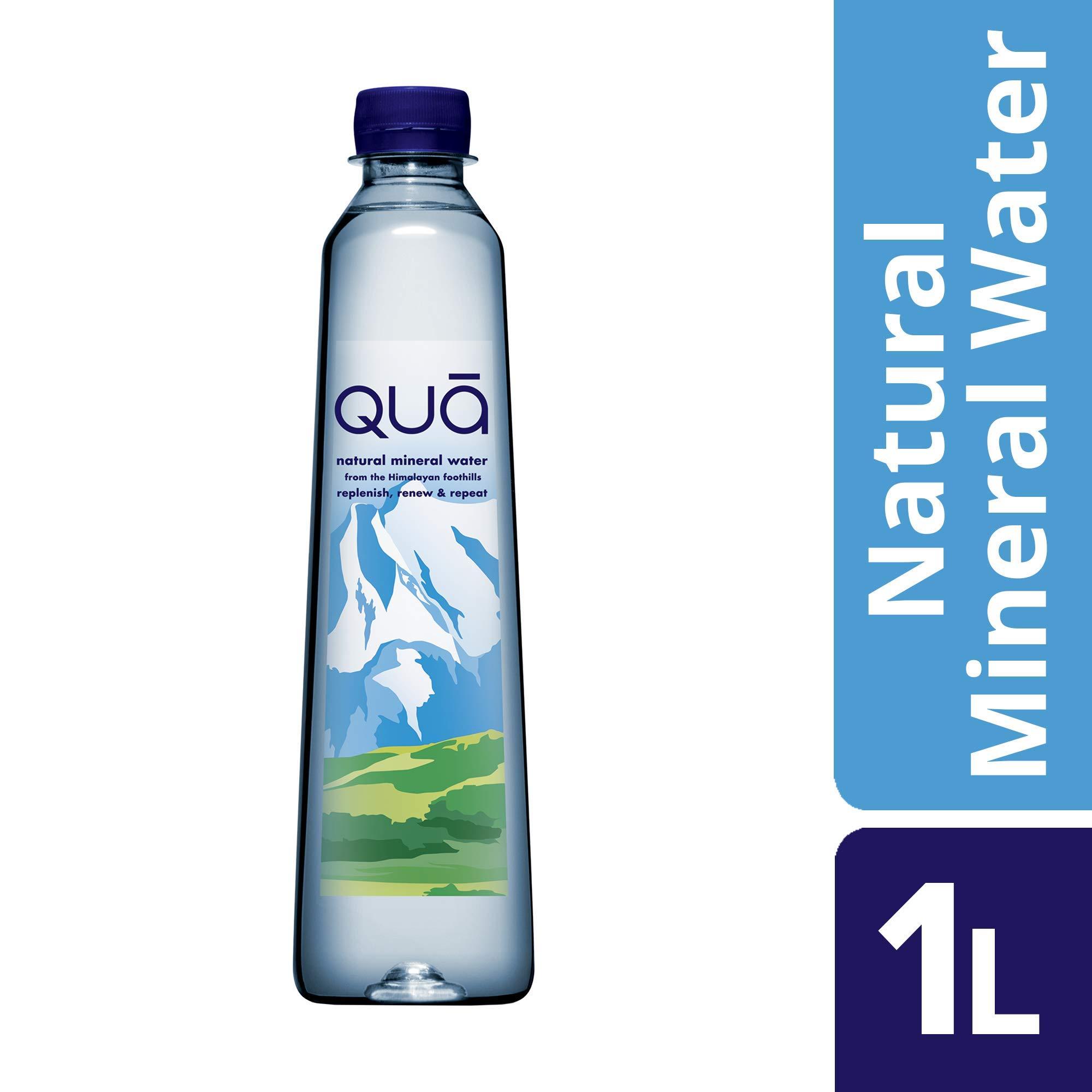 Qua Qua Natural Mineral Water 1000ml | 1000ml x 12 | From the Himalayan Foothills | Rich in Calcium, Magnesium and Other Minerals | Naturally Alkaline | Indias Finest Water | Bottled At Source