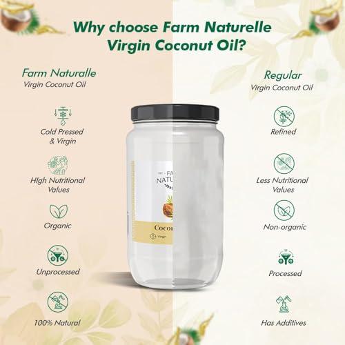 Farm Naturelle Farm Naturelle -100% Pure Organic Extra-Virgin Cold Pressed Coconut Oil 550ml | Aroma for Cooking & Healthy Skin and Hair | 100% Vegan (Glass Bottle -550ml)