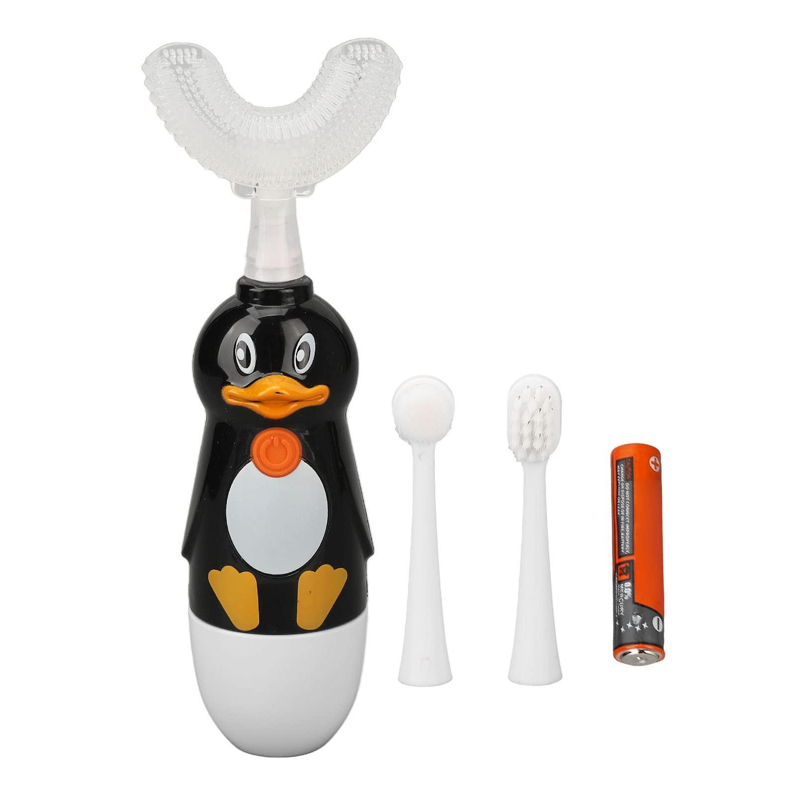 Soraz Kids Electric Toothbrush Silicone Sonic Quick Cleaning Toothbrush Cute Teddy Bear Home (Black)