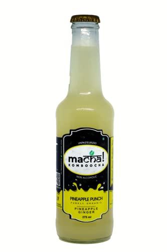 Macha! Macha! Komboocha - Kombucha Standard Flavor-Organic Probiotic Refreshment-Reenergizing Fermented Tea-Preservatives free Energy Drink, 275 ml (Pineapple Punch, Pack of 4)