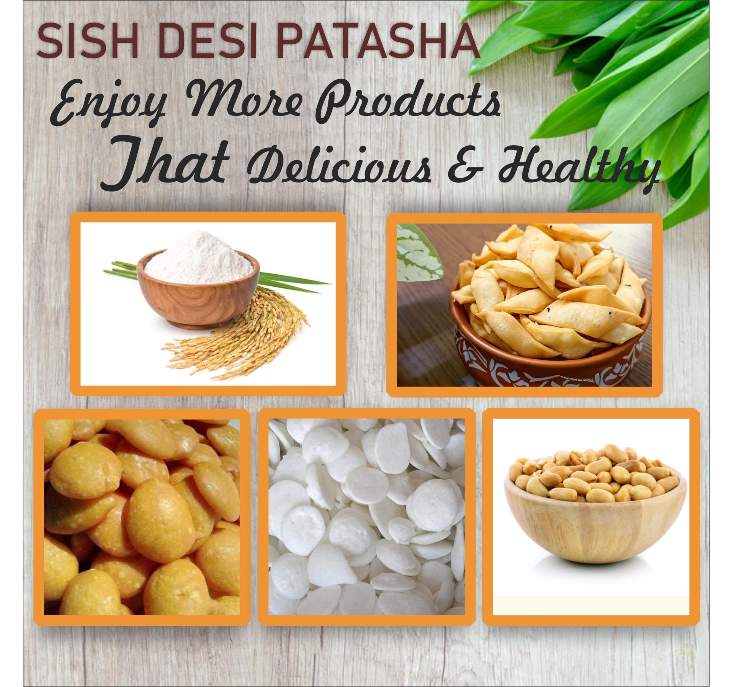 Sish Desi Sish Desi Pure Bengali Lal Gur Batasha | Fresh Sugar & Jaggery Drop Batasa for Diwali Puja Prasad | Gud Pooja Patasha | Sweet Gurar Patasa (Jaggery, Small)