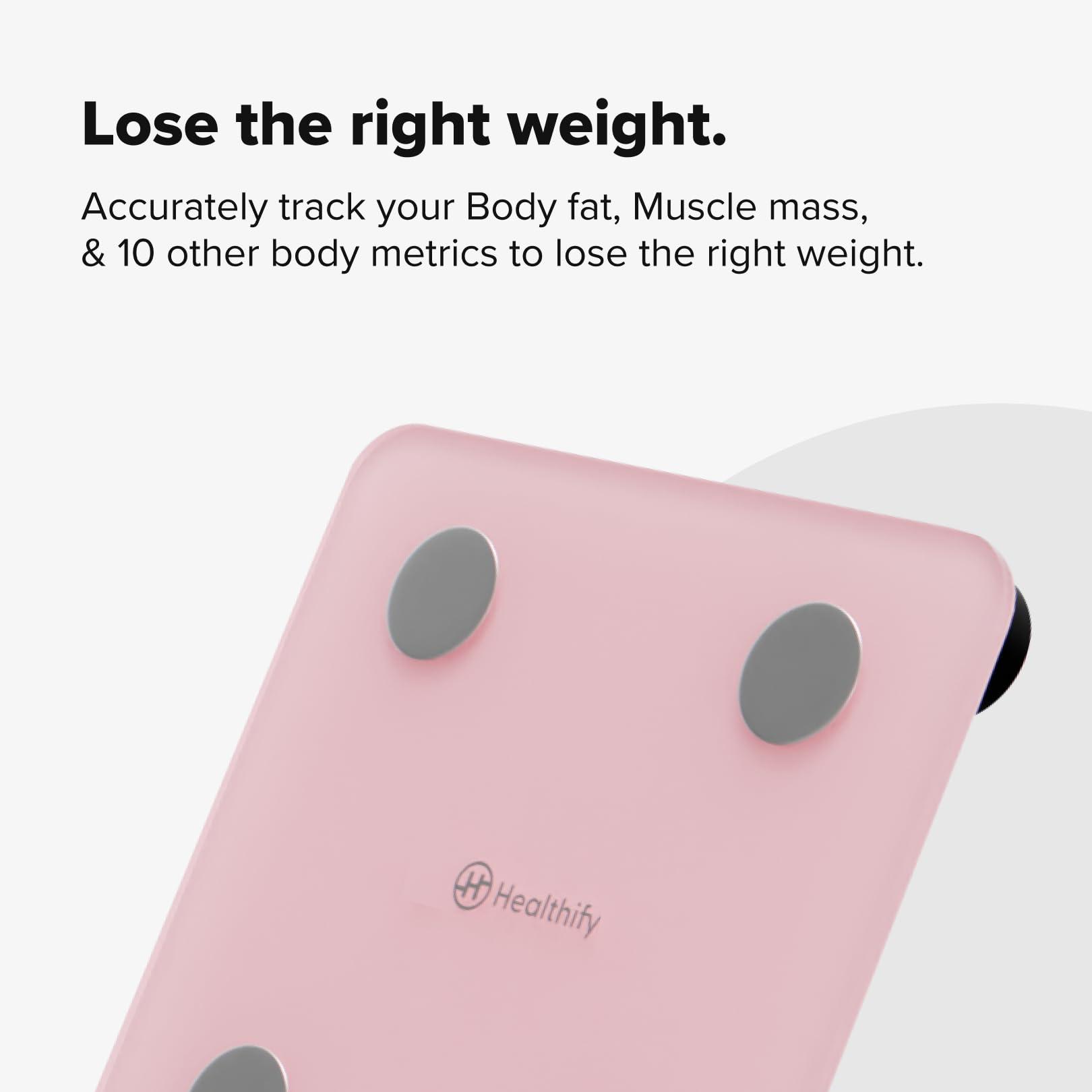 HealthifyMe HealthifyMe Smart Scale Get Data Driven Smart Weight Loss and Track 11 Plus Key Body Metrics in HealthifyMe App|1 Month FREE HealthifyMe Smart Plan| 2 years Warranty (Pink)
