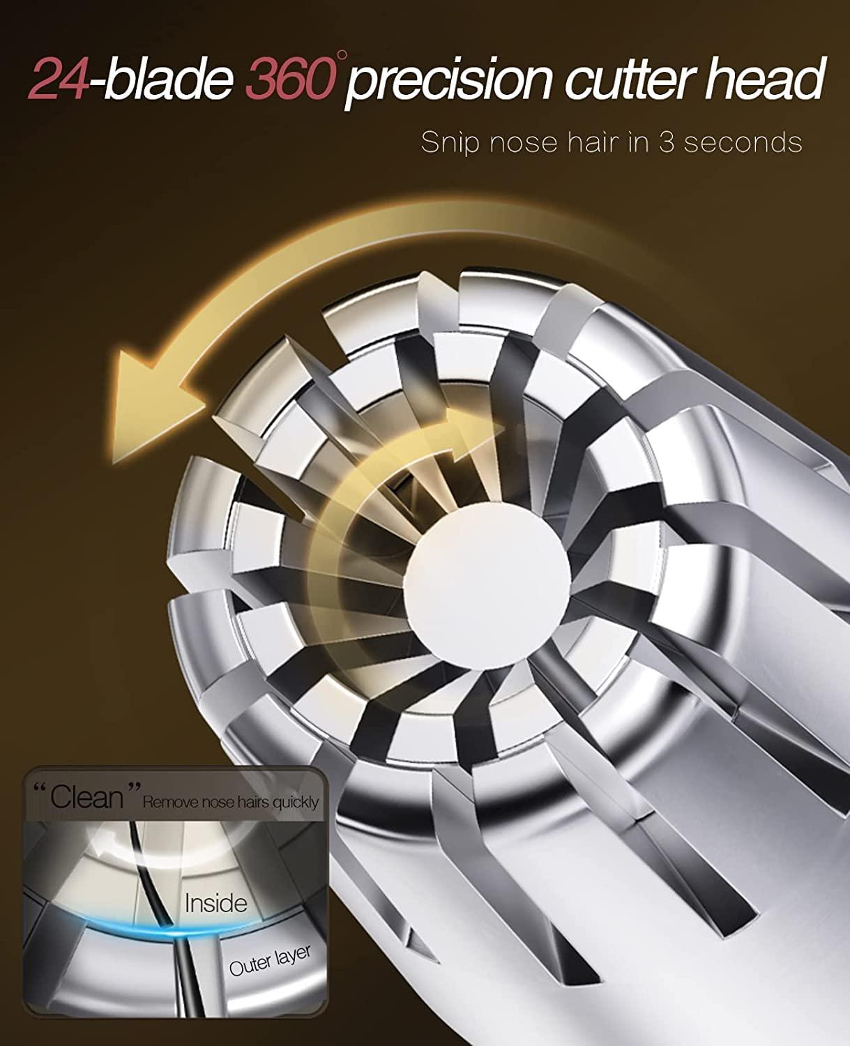 Ostin Ostin Ear and Nose Hair Trimmer for Men Manual/Rotary Trimming Machine, Painless Trimmer With Required Removable and Washable Brush (No Batteries Required)