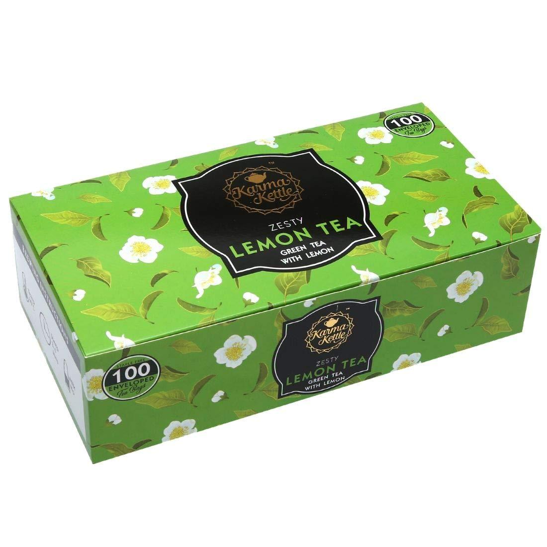 Karma Kettle Karma Kettle Lemon Tea Unbleached and Staple-Free Teabags with Natural Flavourings (100 Double Chambered Teabags), 200 g